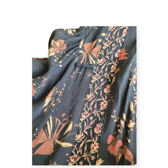 Faherty **Floral Prairie Dress** 100% Viscose Midnight Blue L - Picture 5 of 13